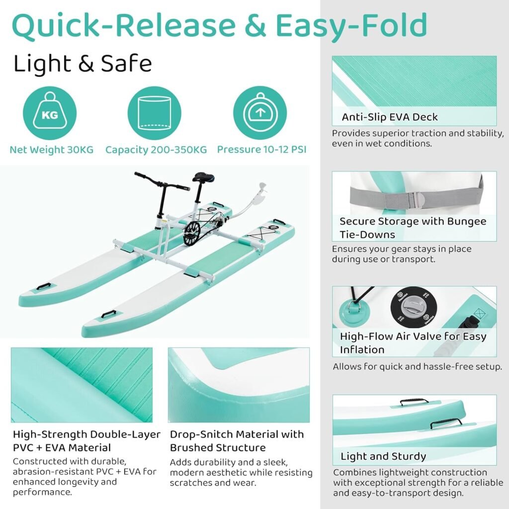 Danrelax inflatable water bike with pedal system and dual PVC pontoons