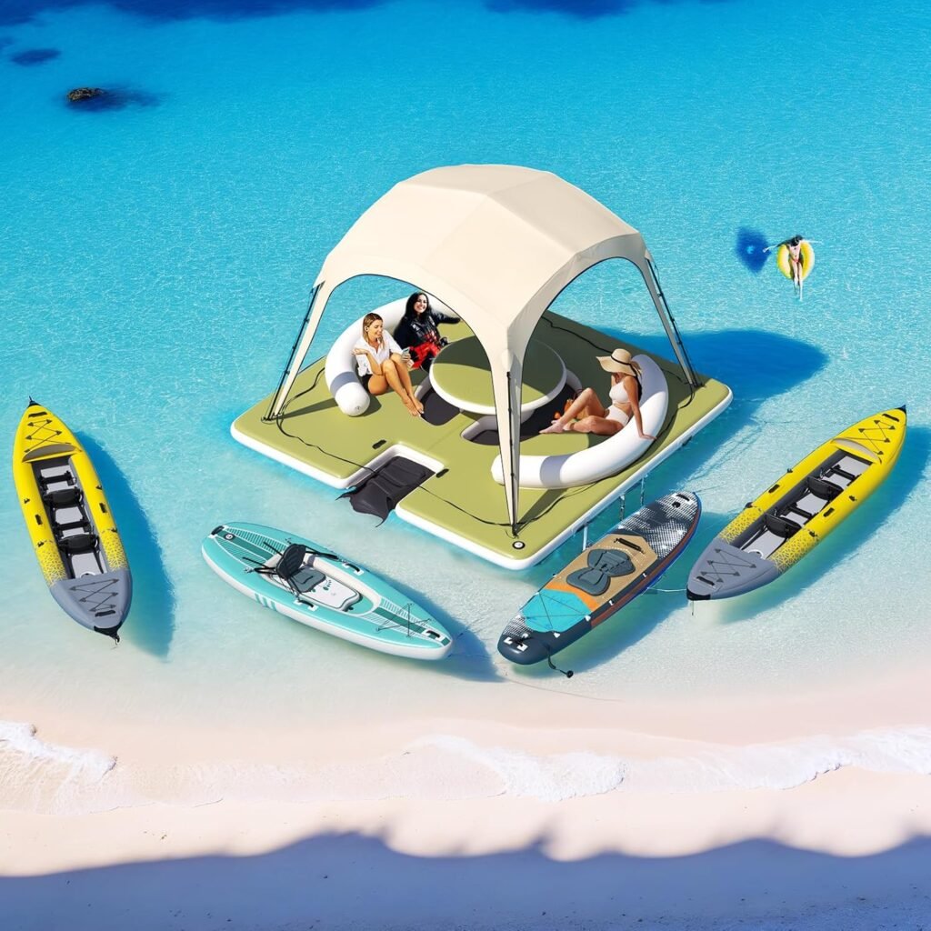 Danrelax Inflatable dock lounge with canopy, table and stable base for group use