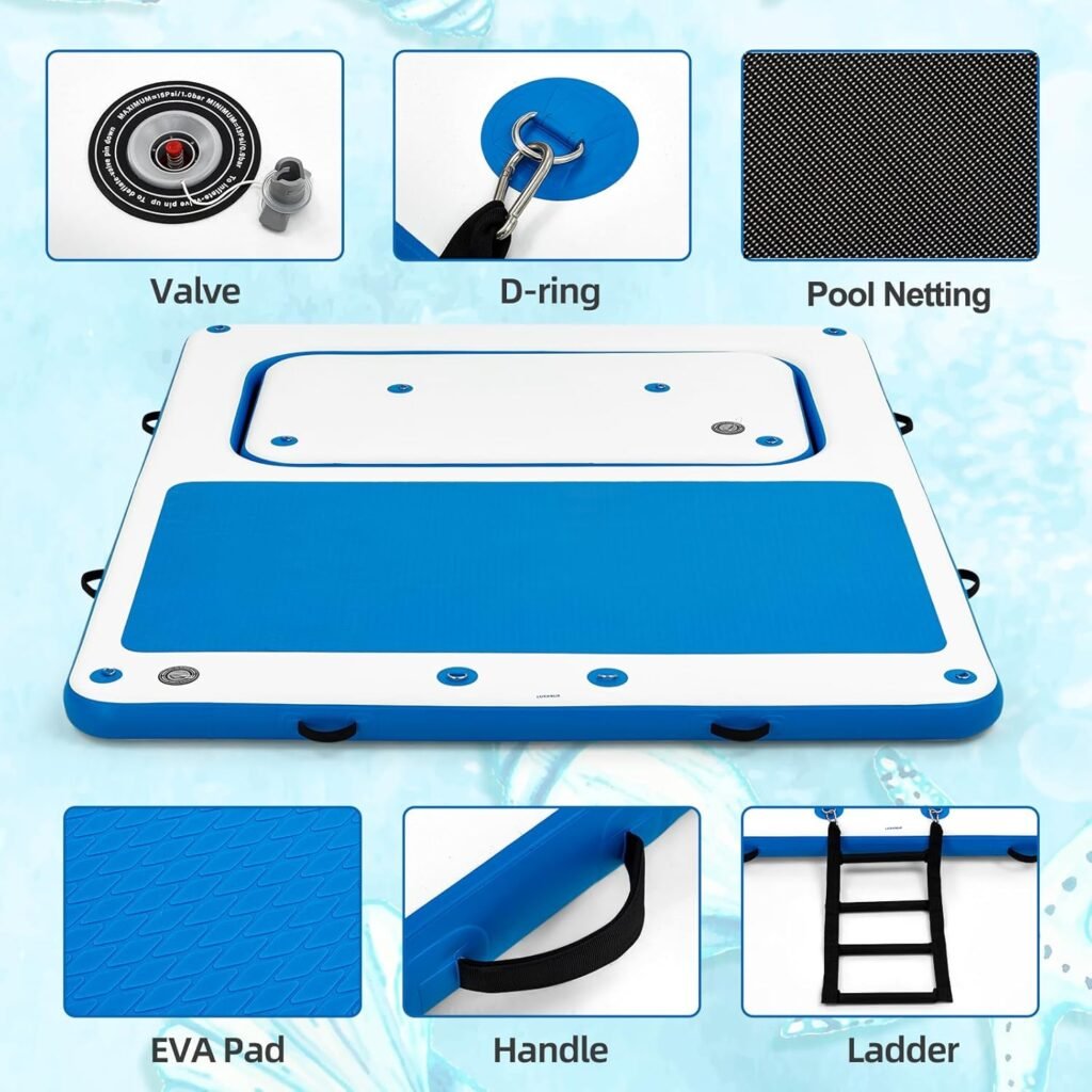 Floating platform with EVA non-slip deck and removable mini dock section