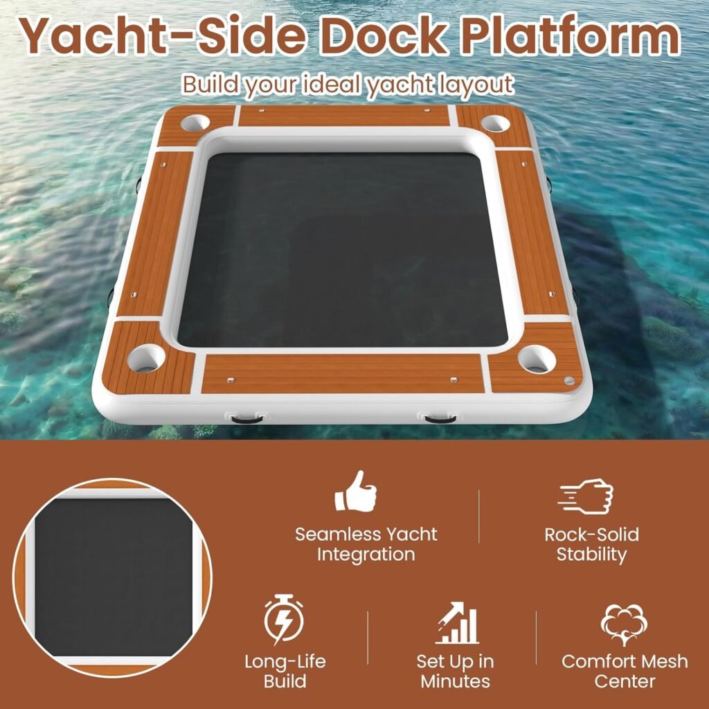 Heavy-duty floating platform with EVA deck and water mesh section