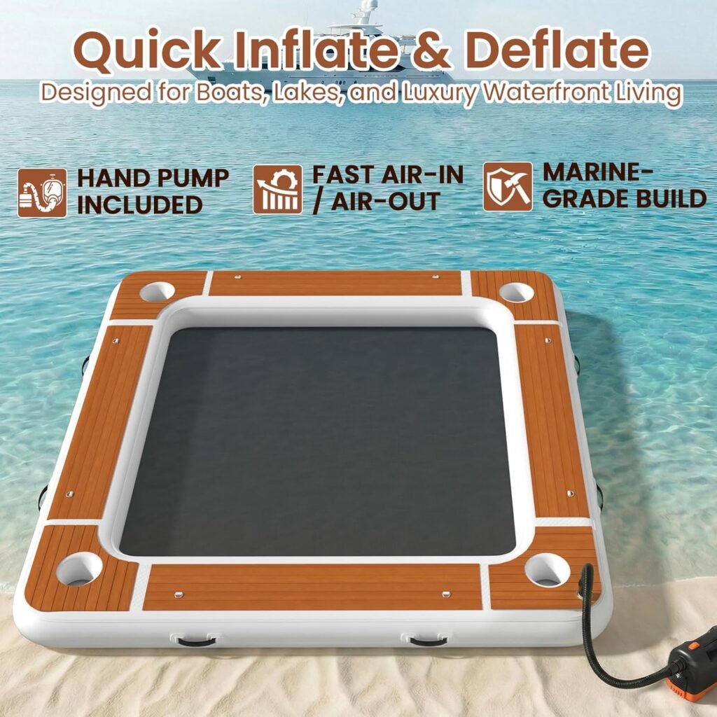10x10 inflatable lake dock with reinforced structure and mesh center