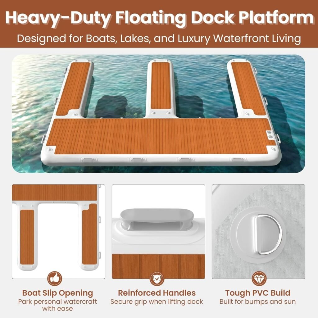 U-shaped floating platform designed for boat-side docking and water access
