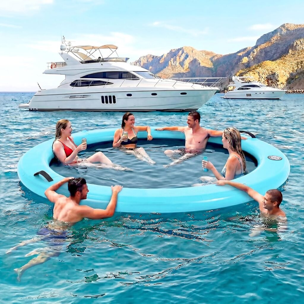 Sunchill float ring with mesh center for lakes and pools