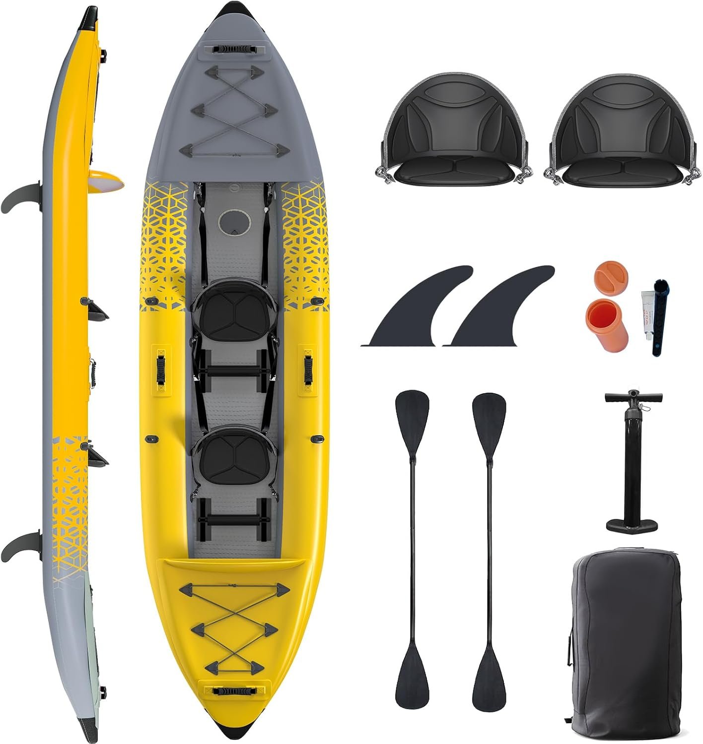 Danrelax 2-Person Inflatable Kayak (Yellow) with Drop-Stitch Floor