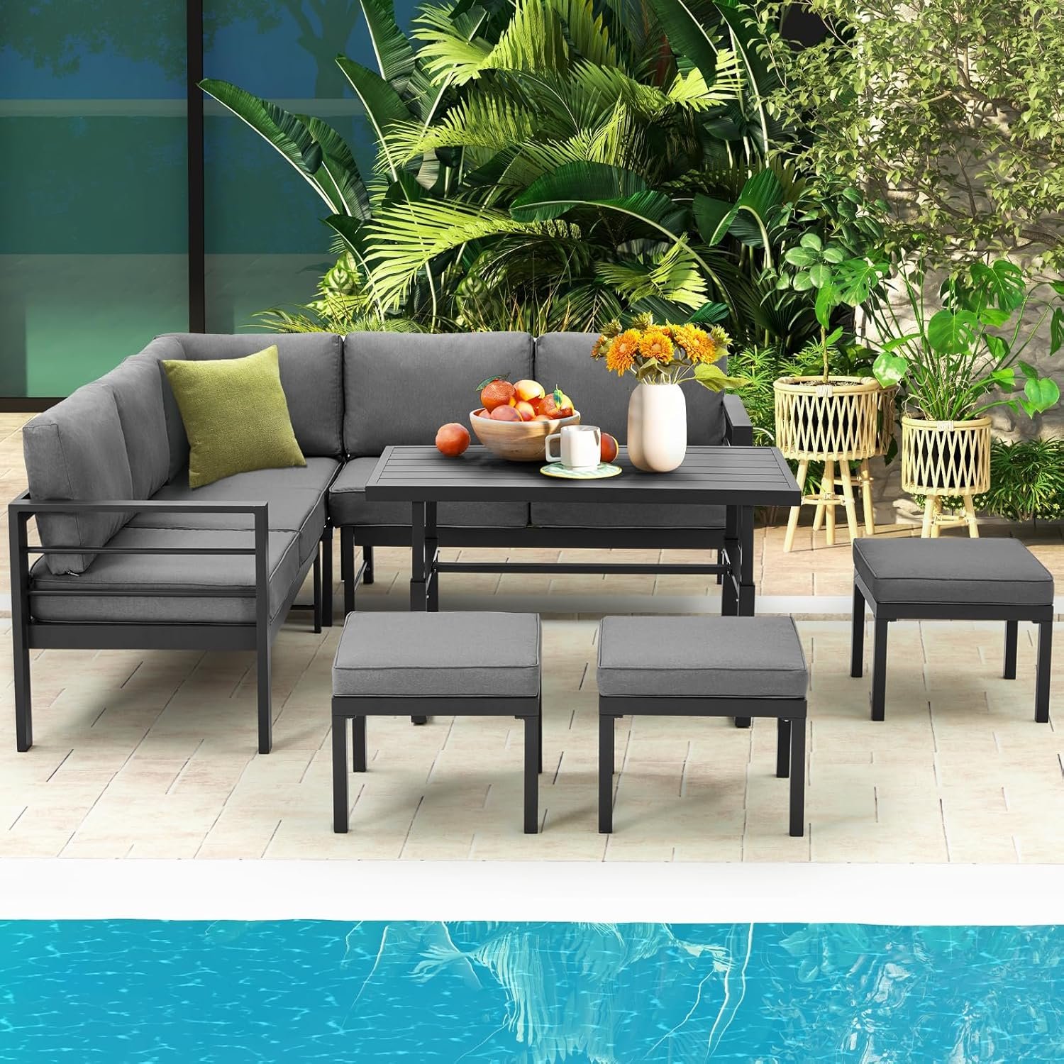 Danrelax 7-Piece Aluminum Patio Conversation Set